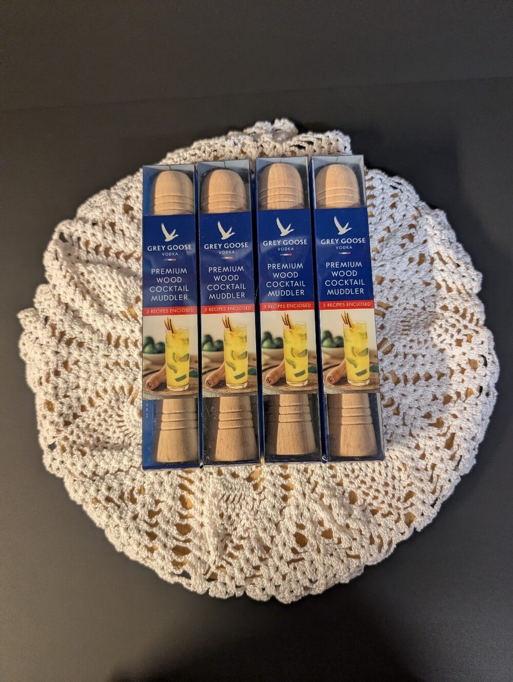 New Grey Goose Wooden Cocktail Muddler Bar Holiday Gift Stocking Stuffer Set 4